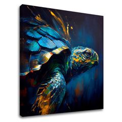 Dekorativní malba na plátně - PREMIUM ART - Green Turtle Odyssey | 100x100 cm
