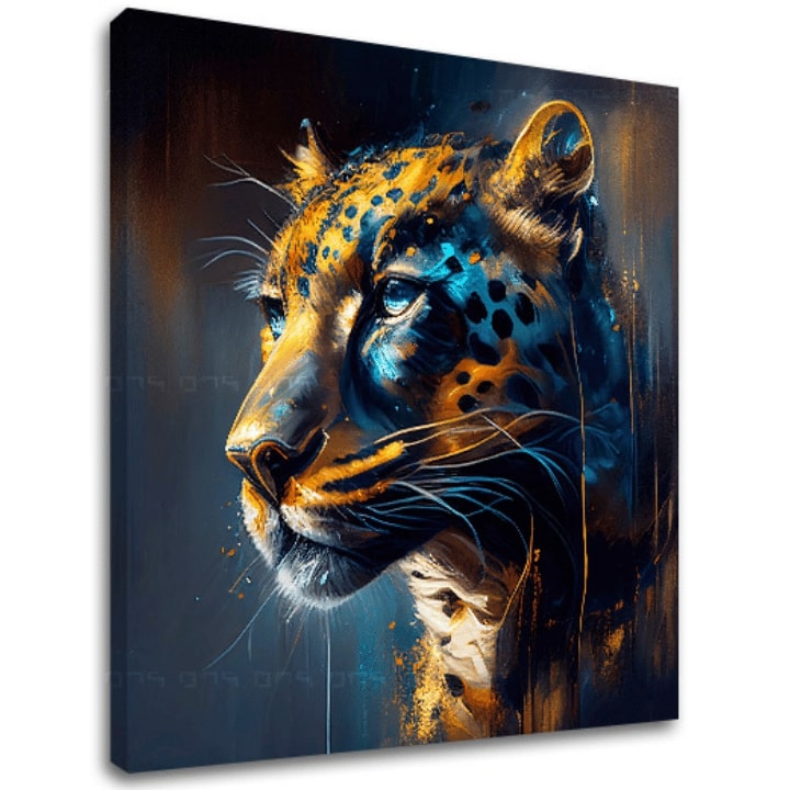 Dekorativní malba na plátně - PREMIUM ART - Jaguar's Grace in the Wild | 120x120 cm Kolekce Majestic Animals
