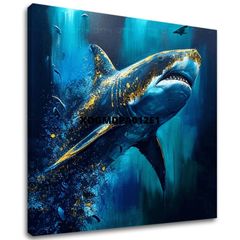 Dekorativní malba na plátně - PREMIUM ART - Shark Force in Dark Water