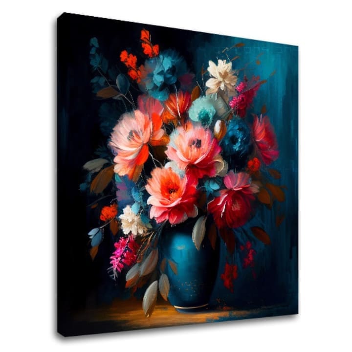 Designová dekorace na plátně Květiny v barvách lásky | 100x100 cm Kolekce Boundless Inspiration