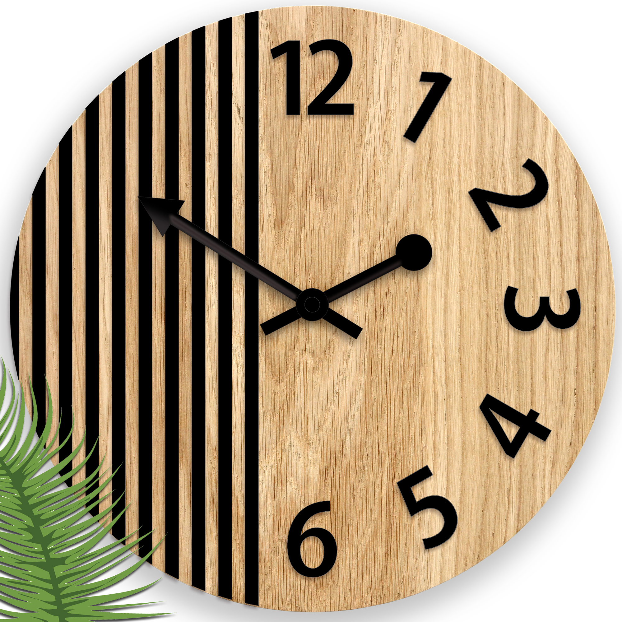 Dřevěné nástěnné hodiny London Black nástěnné hodiny do obývacího pokoje