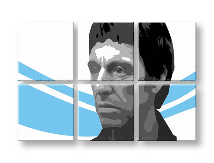 Ručně malovaný POP Art obraz Sleva 25% Scarface - Al Pacino 6 dílný 100x150cm