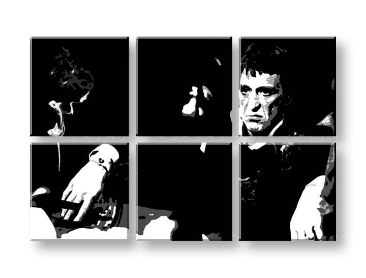 Ručně malovaný POP Art Sleva 25% SCARFACE-Al Pacino 6 dílný 150x100 cm AL5