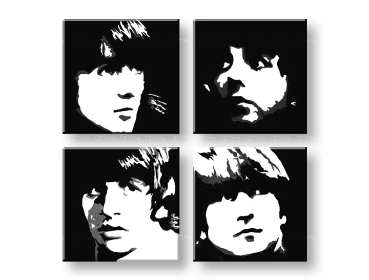 Ručně malovaný POP Art Beatles