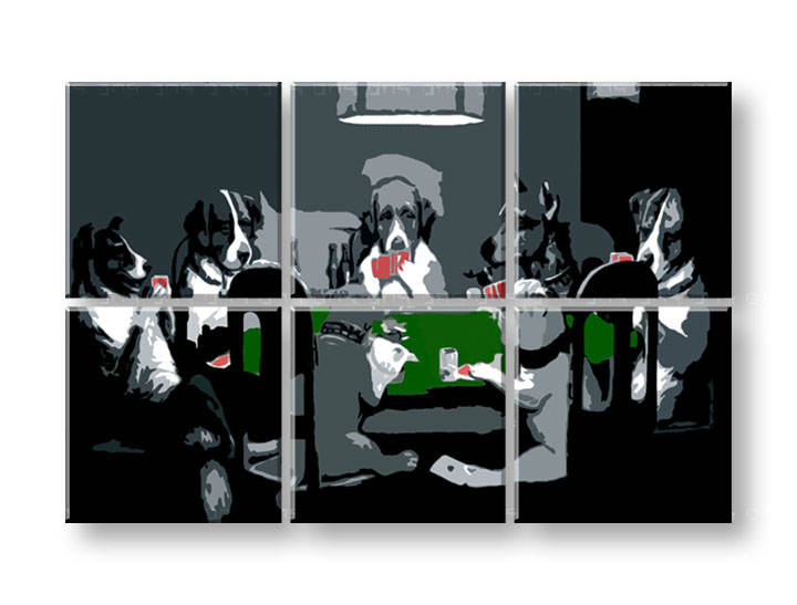 Ručně malovaný POP Art POKER DOGS