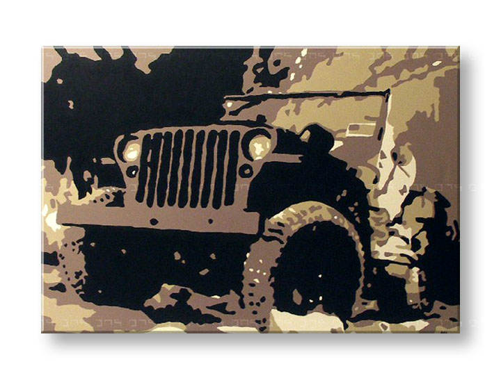 Ručně malovaný POP Art JEEP