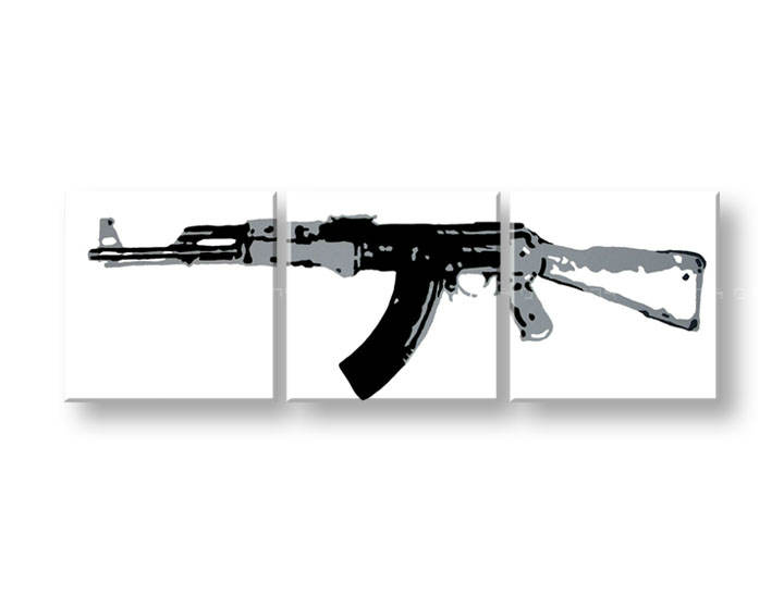 Ručně malovaný POP Art KALASHNIKOV