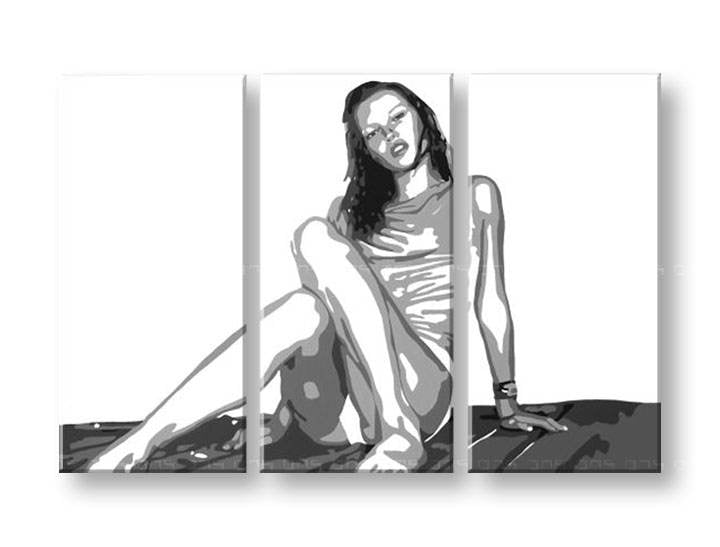 Malovaný POP Art obraz -21% Sleva Kate Moss "do 24 hodin" 3 dílný 120x80cm km2