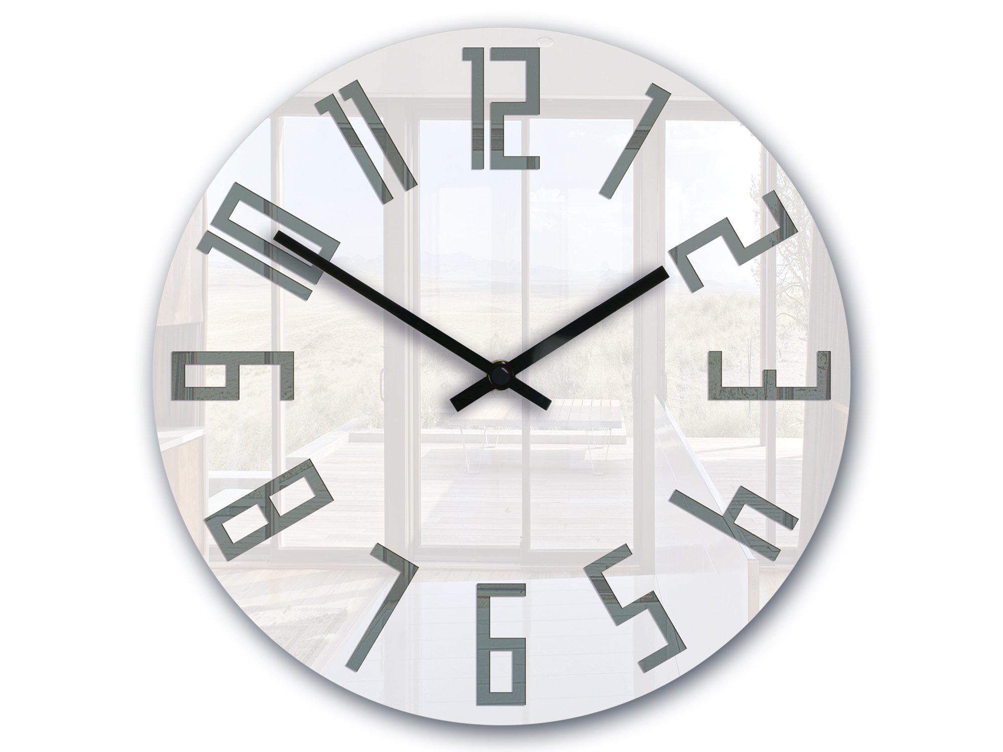 Moderní nástěnné hodiny SLIM Acrylic White-Grey nástěnné hodiny do obývacího pokoje