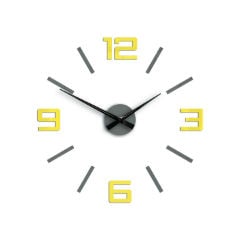 Moderní nástěnné hodiny SILVER XL GREY-YELLOW 