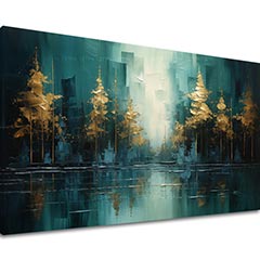 Moderní umělecká malba Zlatý les odraz - PREMIUM ART