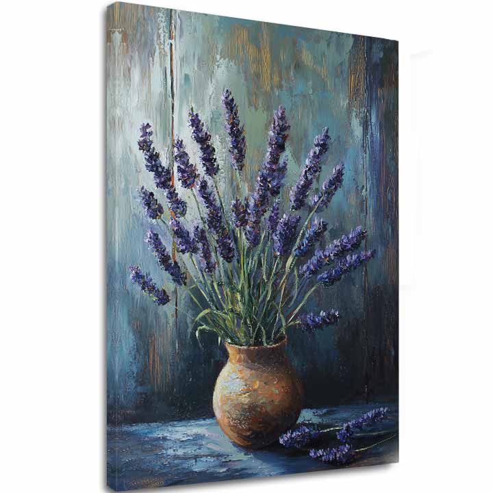 Obraz levandulová harmonie | Pokoj v hliněné váze | Akrylové detaily 40x60 cm