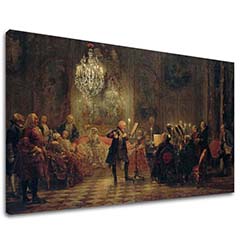 Obraz na plátně Adolph Menzel - Frederick Velký hraje na flétnu v Sanssouci