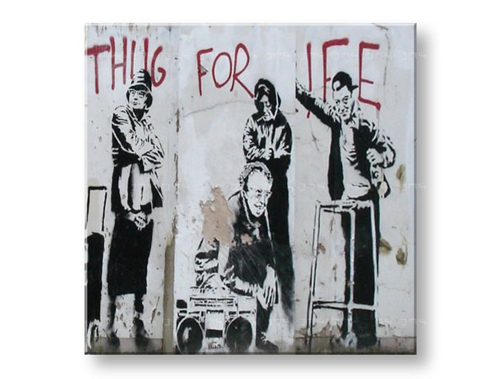 Obraz na plátně ČTVEREC Street ART - Banksy - 30x30 cm moderní obrazy na stěnu