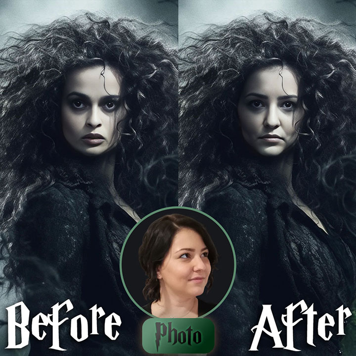 Obrázek z fotografie Bellatrix Lestrange - Temná čarodějnice | 90x100 cm Portréty Harryho Pottera