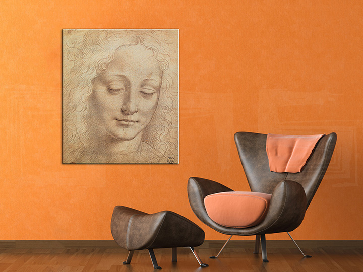 Obraz na plátně HLAVA ŽENY 3 – Leonardo Da Vinci REP176 - 70x60 cm reprodukce 70x60 cm