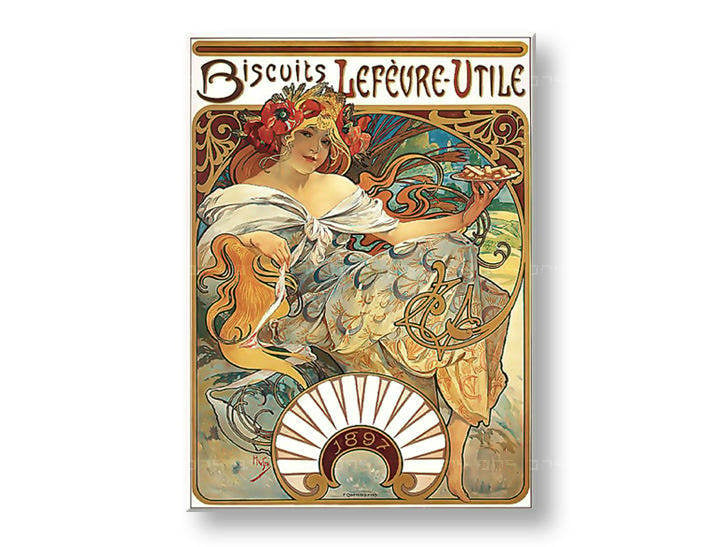Obraz na plátně BISCUITS LEFEVRE-UTILE – Alfons Mucha 