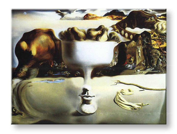 Obraz na plátně APPARITION ON FACE AND FRUIT DISH ON A BEACH – Salvador Dalí RE